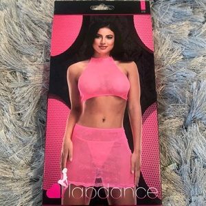 Jacquard crop top and skirt set OS